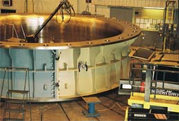 Large turbine treated with vibratory stress relieving process